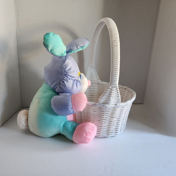 Vintage 1980s Trading Co. Nylon Rabbit with Wicker Easter Basket - Picture 4 of 9